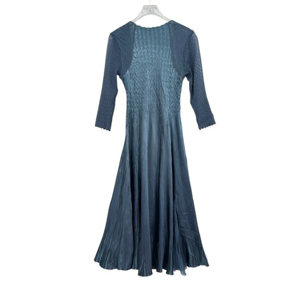 Komarov Textured Crinkle Charmeuse Chiffon Jeweled Fit & Flare Cocktail Dress - Picture 10 of 14